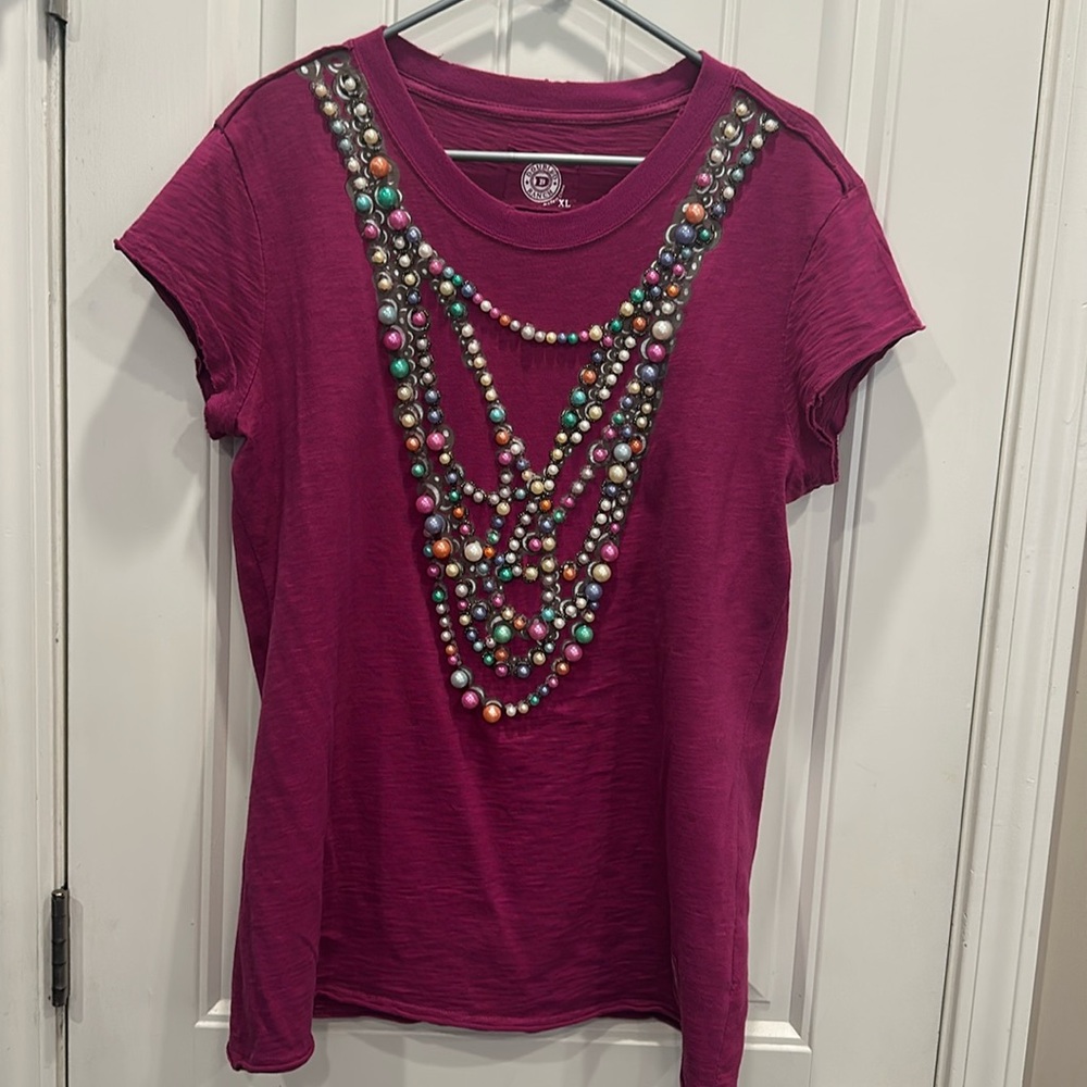 Double D Ranch Pink Embellished Cap Sleeve Tee